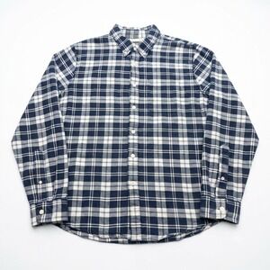 Abercrombie & Fitch Mens XXL Navy Blue White Plaid Flannel Button Down Shirt